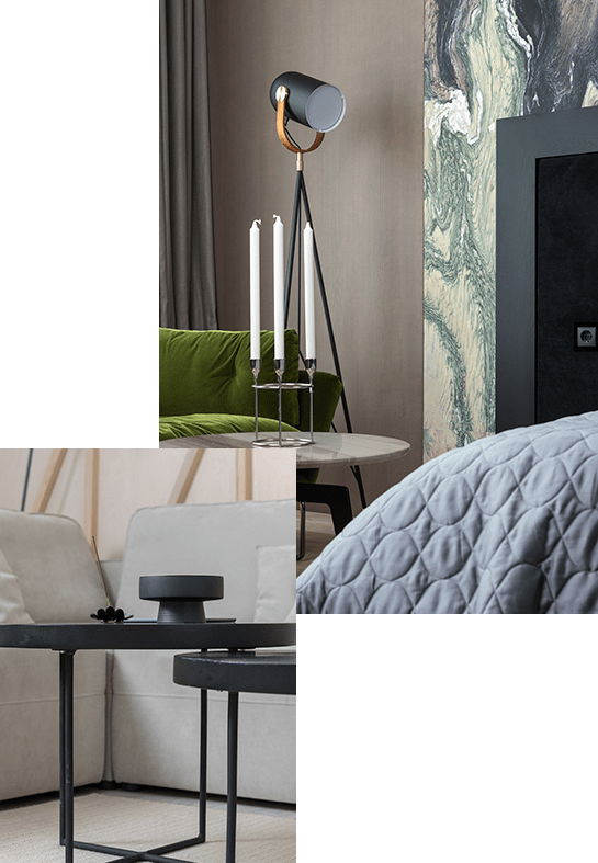 a collage of a bedroom